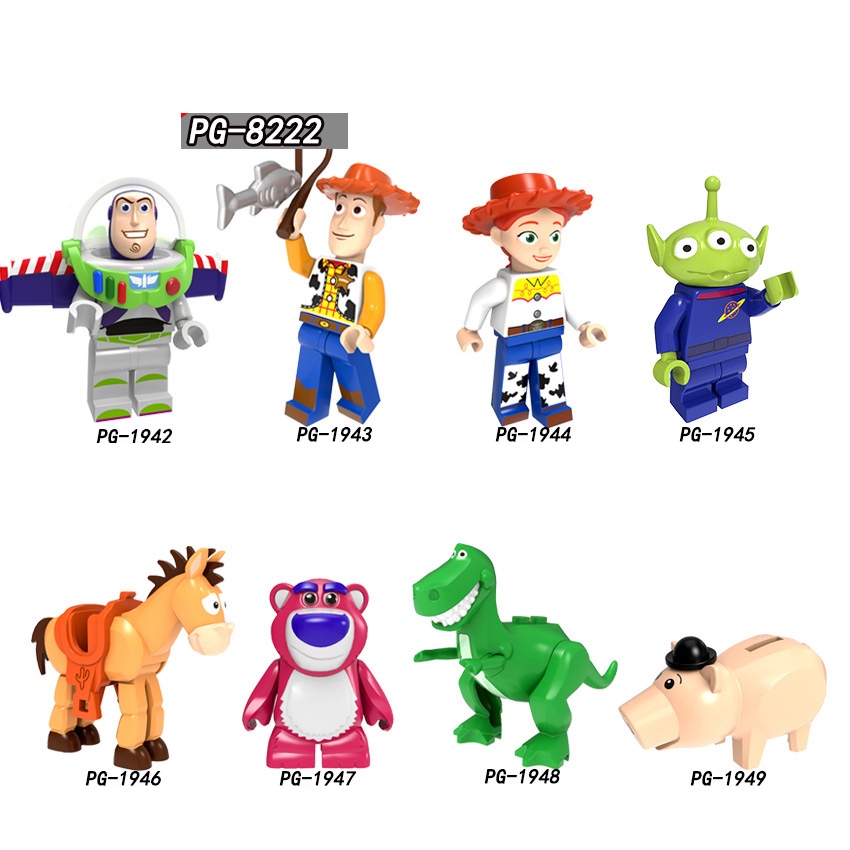 Toy Story Mini-Boneka Buzz Lightyear Woody Heart Horse Triss Three Eyes Strawberry Bear Hugging Dragon Puzzle Merakit Mainan