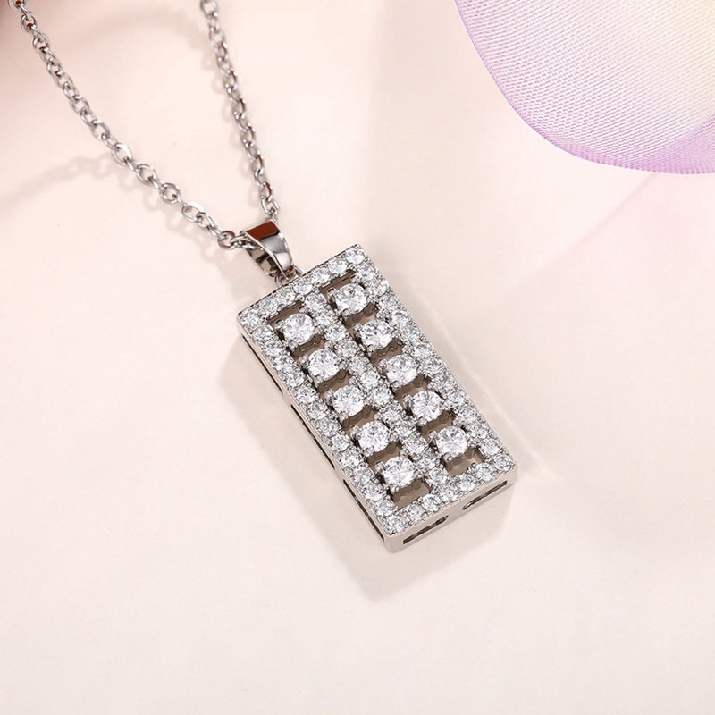 Fashion Pengantin Wanita Pernikahan Kalung Geometris Persegi Panjang Berbentuk Liontin Kalung Dengan Batu Cubic Zirconia Perhiasan Trendi Untuk Wanita