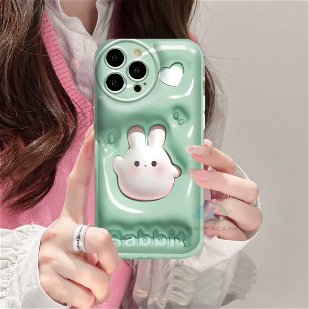 Casing hp Oppo A77S A57 A16 A16S A54S A77 A16K A17 A5S A15 A15S A12 A3S A17K A12E A92 A52 A32 A31 A9 A5 F1S A53 A33 A54 F9 C1 A11K Kartun Kelinci Lucu Silicone Airbag Case Binteacase