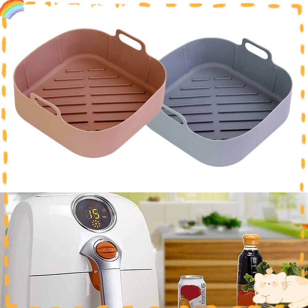 Solighter Square Silicone Pot Lembut Masak Piring Pizza AirFryer Aksesoris Baking Basket