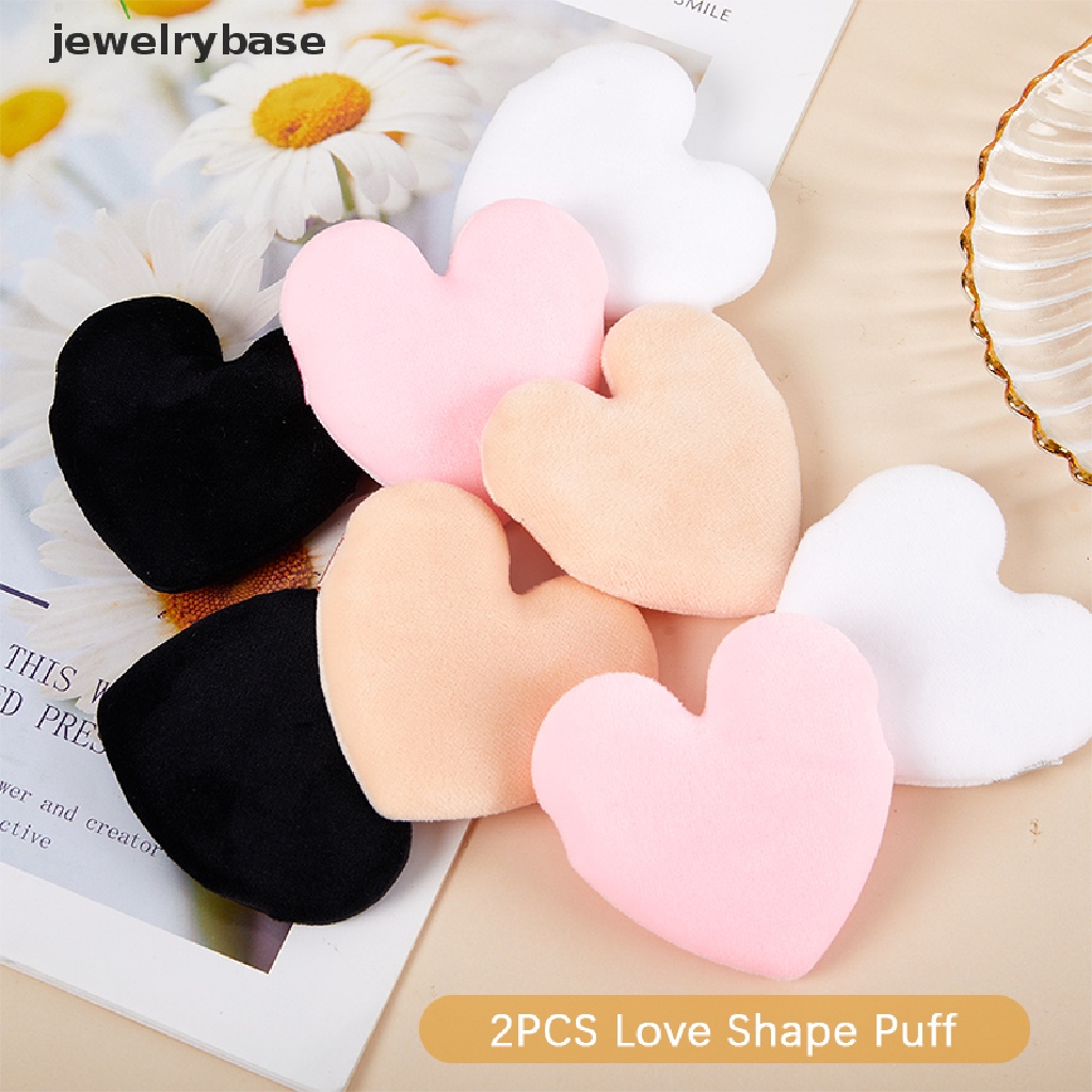 [jewelrybase] 2 Pcs Berbentuk Hati Berkelompok Bubuk Puff Tepung Mini Wajah Makeup Spons Butik