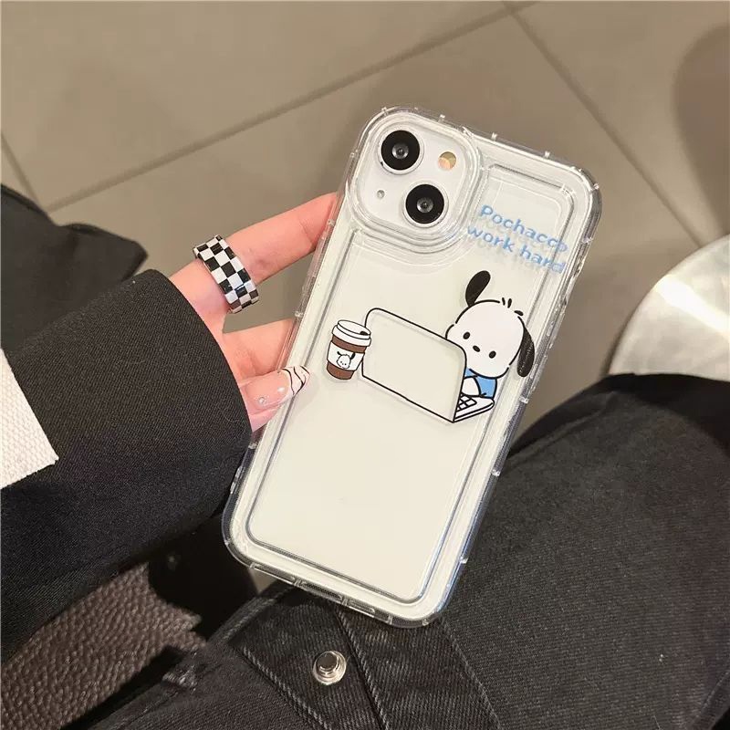 IPHONE Cute Little Monster Soft Phone Case Kompatibel Untuk Iphone14 13 11 12 Pro XS Max X XR 7 +8 Plus Casing Transparan TPU Silikon Shockproof Cover