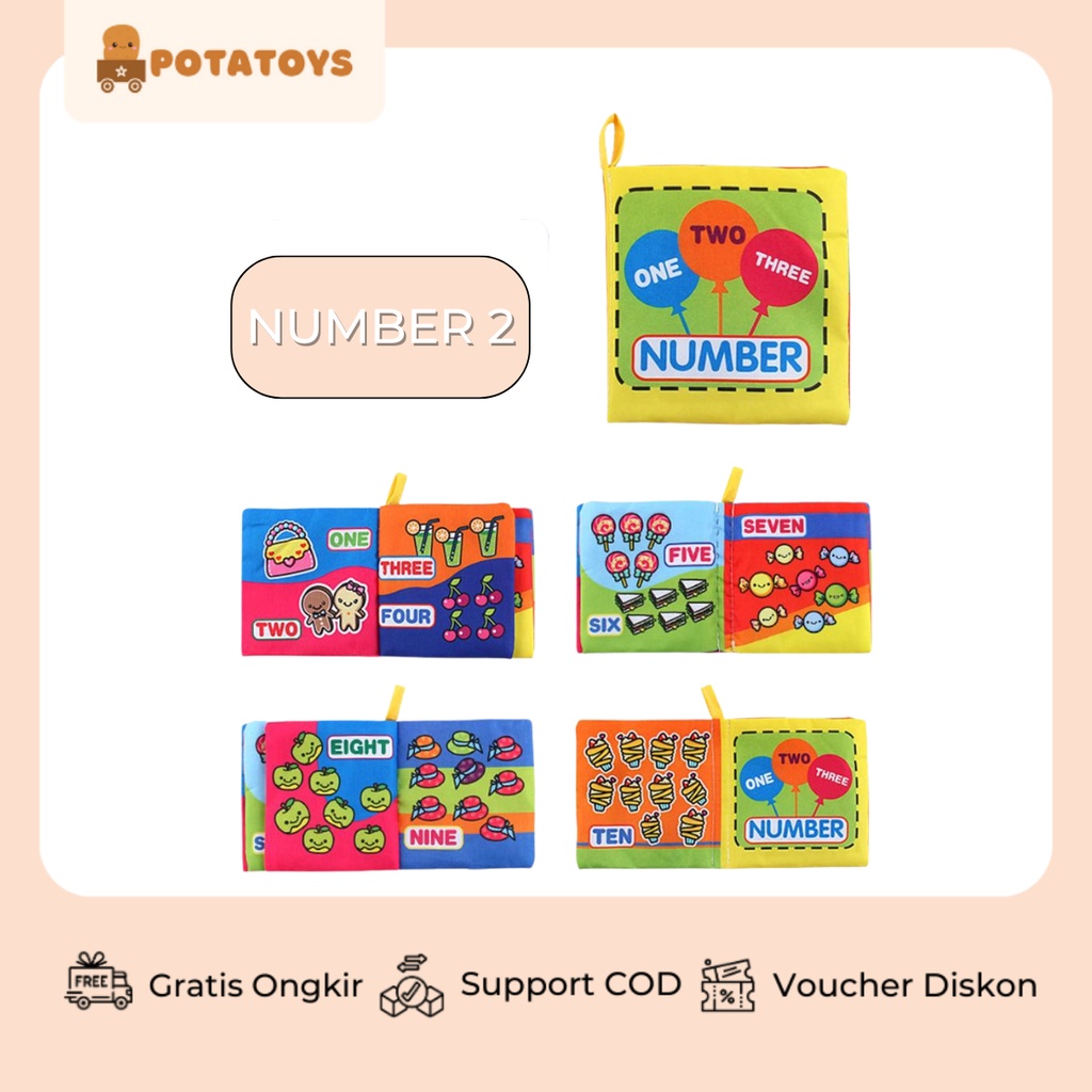 [ Potatoys ] Soft Book Edukasi Bayi / Mainan Buku Bantal Anak / Cloth Book Baby / Buku Bayi Empuk Bergambar dan Berbunyi