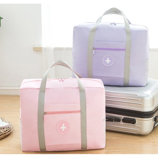 SHOEGALLERY LV0261 Tas Travel Besar Motif Pesawat Anti Air Dapat Dilipat Import Hand Carry Bag Fleksible