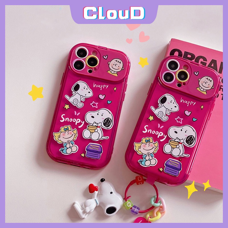 Casing Cermin Make Up Flip Kreatif Kompatibel Untuk IPhone 7Plus 11 14 13 12 Pro Max XR 7 8 Plus X XS Max SE 2020 Kartun Lucu Snoopy Shockproof Lembut TPU Phone Cover