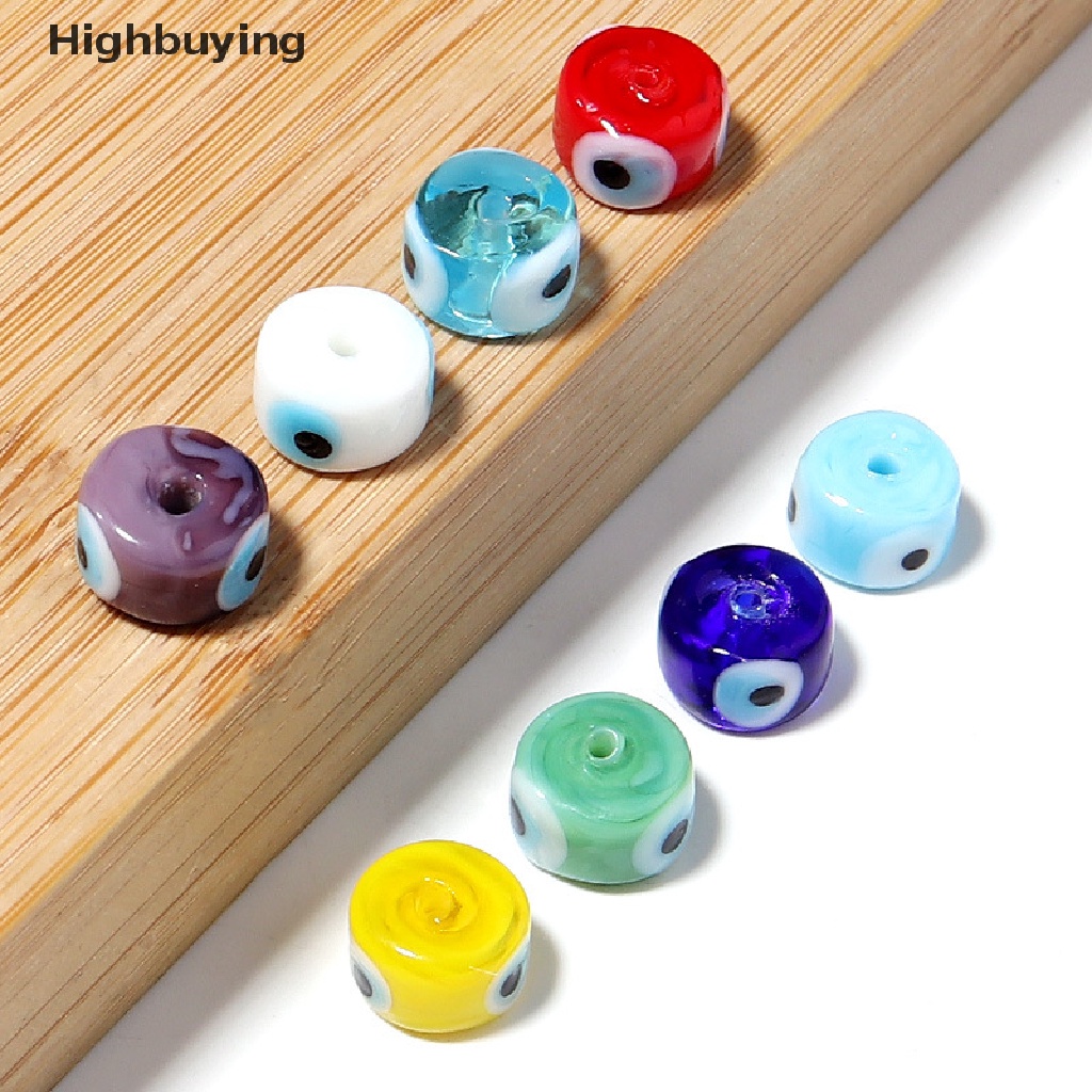 Hbid 10pcs Manik-Manik Eropa Lampwork Murano Mix color Glass Evil Eye Beads Cocok Charm Gelang Untuk Wanita Membuat Perhiasan DIY Glory