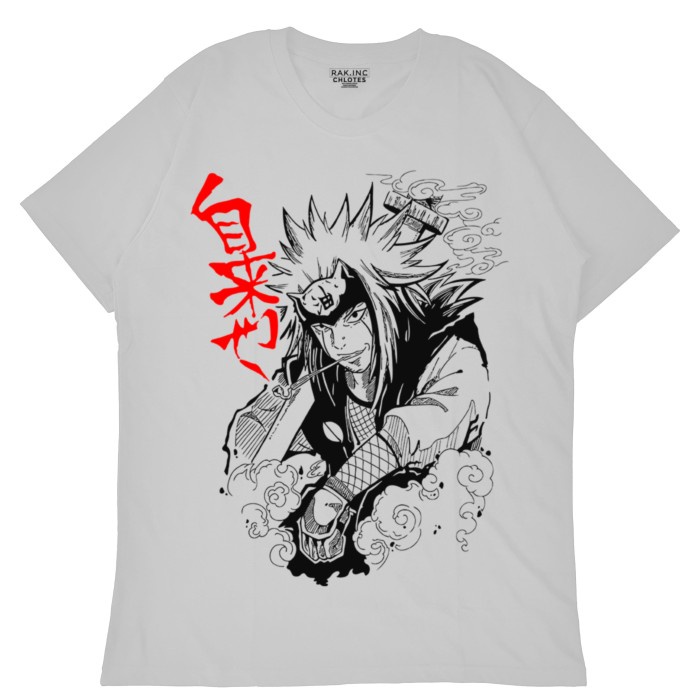 Baju Putih Pria Kaos Anime Naruto - Jiraiya / Tshirt Distro Ori Manga