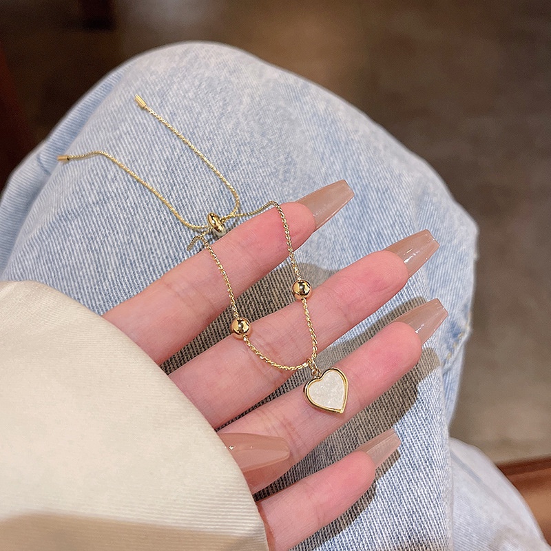 Korea Cinta Baru Liontin Gelang Pria Dan Wanita Manik-Manik Cinta Elegan Indah Gelang Adjustable Hadiah Perhiasan