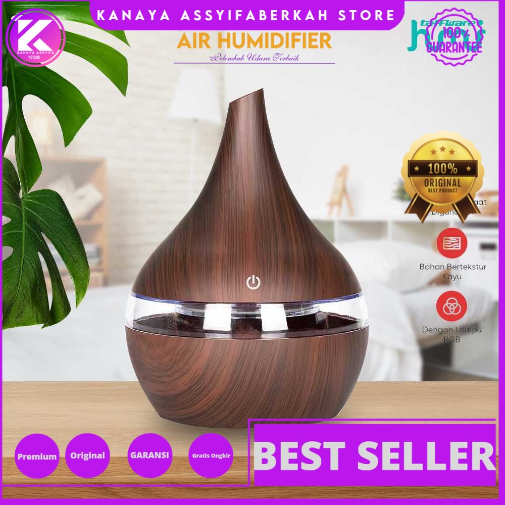 Taffware Pelembab Udara Dan pewangi Ruangan HUMI Air Humidifier Ultrasonic Wood Grain 300ml - K-H98