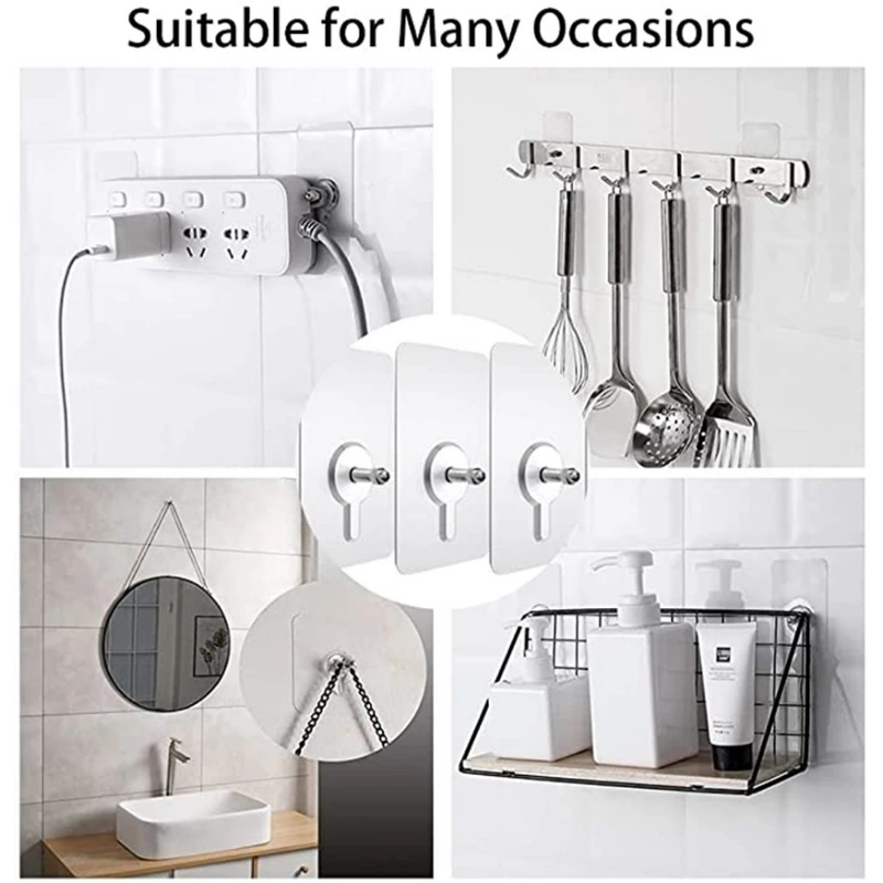 [Unggulan] Kait Gambar Dinding 10pcs Bebas Pukulan Perekat Kuat Sekrup Stiker Dapur Kamar Mandi Sekrup Kait Gantungan PVC Perekat Paku Poster Dinding Seamless Wall Hook