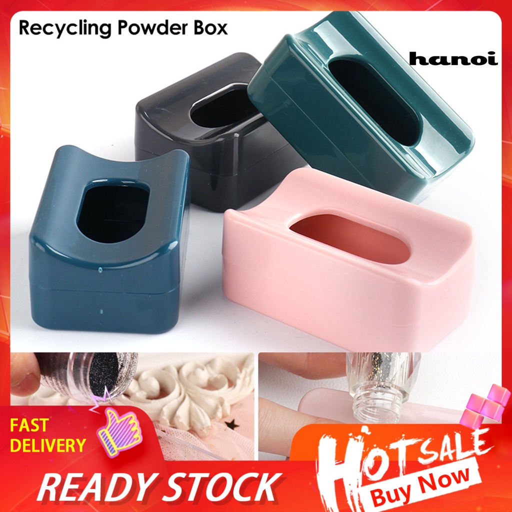 Hi * Kotak Daur Ulang Bubuk Besar Produk Hemat Ruang Portable Manicure Powder Recycling Nail Art Glitter Storage Box Untuk Perempuan