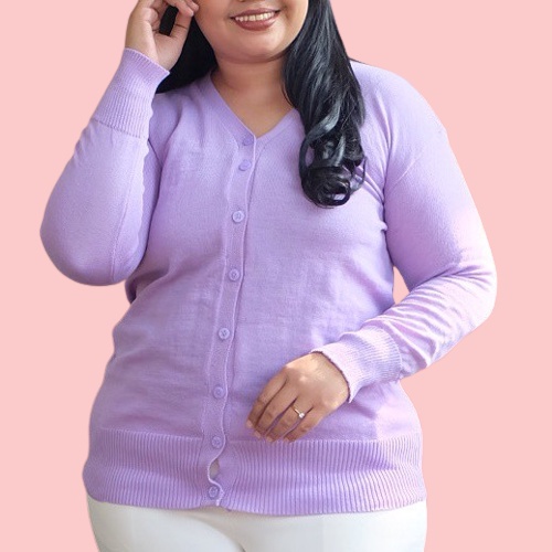 LD 90- 130CM JUMBO Cardigan basic rajut wanita kardigan kancing polos