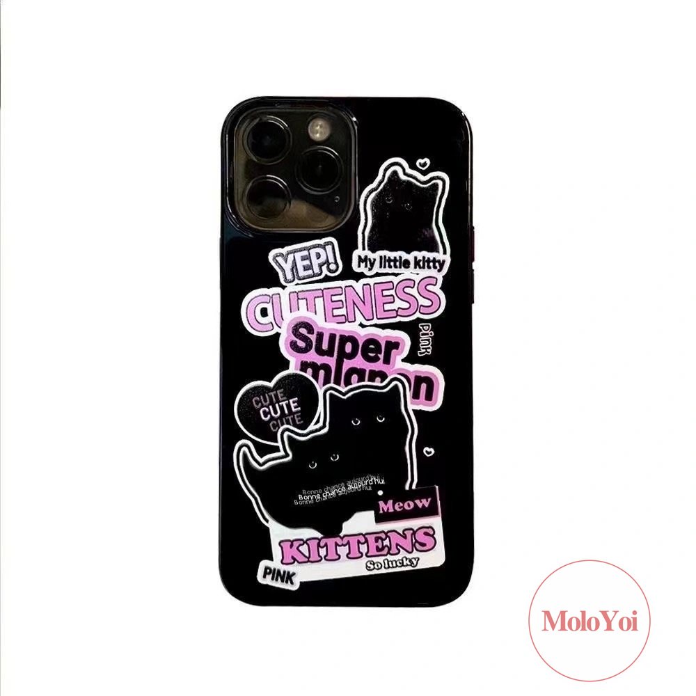 IPHONE Casing Kucing Lucu Kompatibel Untuk Iphone11 7 8 Plus XR 14 Pro Max 7plus X XS Max 13 12 Pro Max SE 2020 Kamera Perlindungan Shockproof Glossy Halus Soft Cover