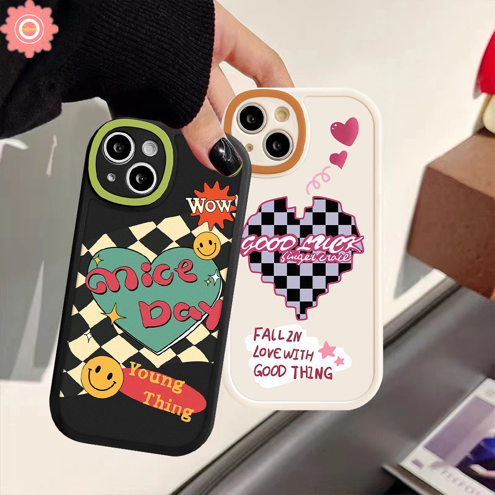 Smile Love Heart Chessboard Case For Infinix Hot 11 9 10 Play Smart 5 6 Hot 10s 10T 11s Hot 10 Lite Note 8 Couples Cartoon Simple The Moon Sun Tpu Soft Case Cover