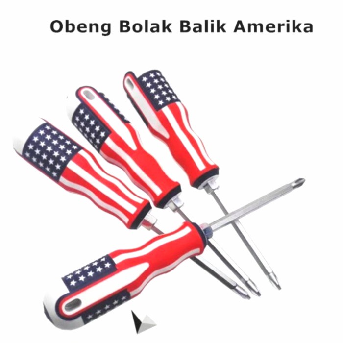 Obeng Amerika Bolak Balik / Obeng Plus Min Amerika Bolak Balik / Obeng Amerika 2 in 1 Plus Min Bolak Balik