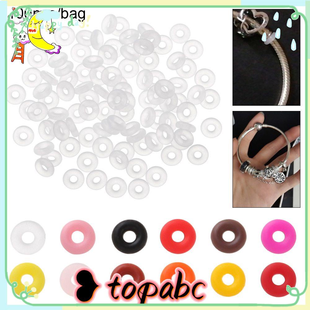 Top 100 Pcs/Tas Karet Stopper Tahan Lama 6 * 2 * 2 12 Warna Terminal End Tackle Aksesori Gelang Manik-Manik Tetap Datar Bulat Matt