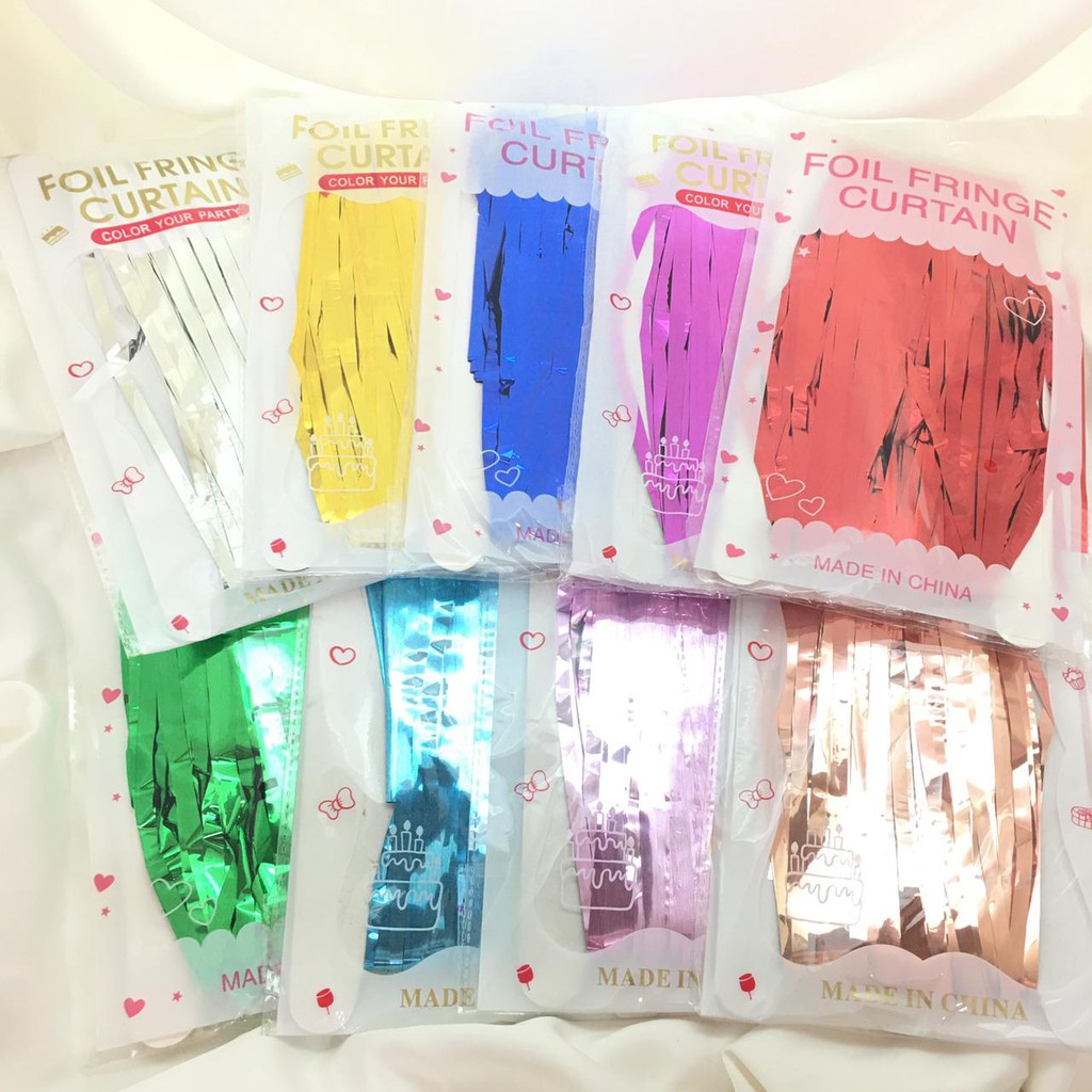 T&amp;Y Tirai Pesta Ulang Tahun 180cmx99cm Tirai Rumbai Plastik Chrome Foil 99 x 180 Cm Foil Curtain Backdrop Curtain Selinger Metalik Import Murah