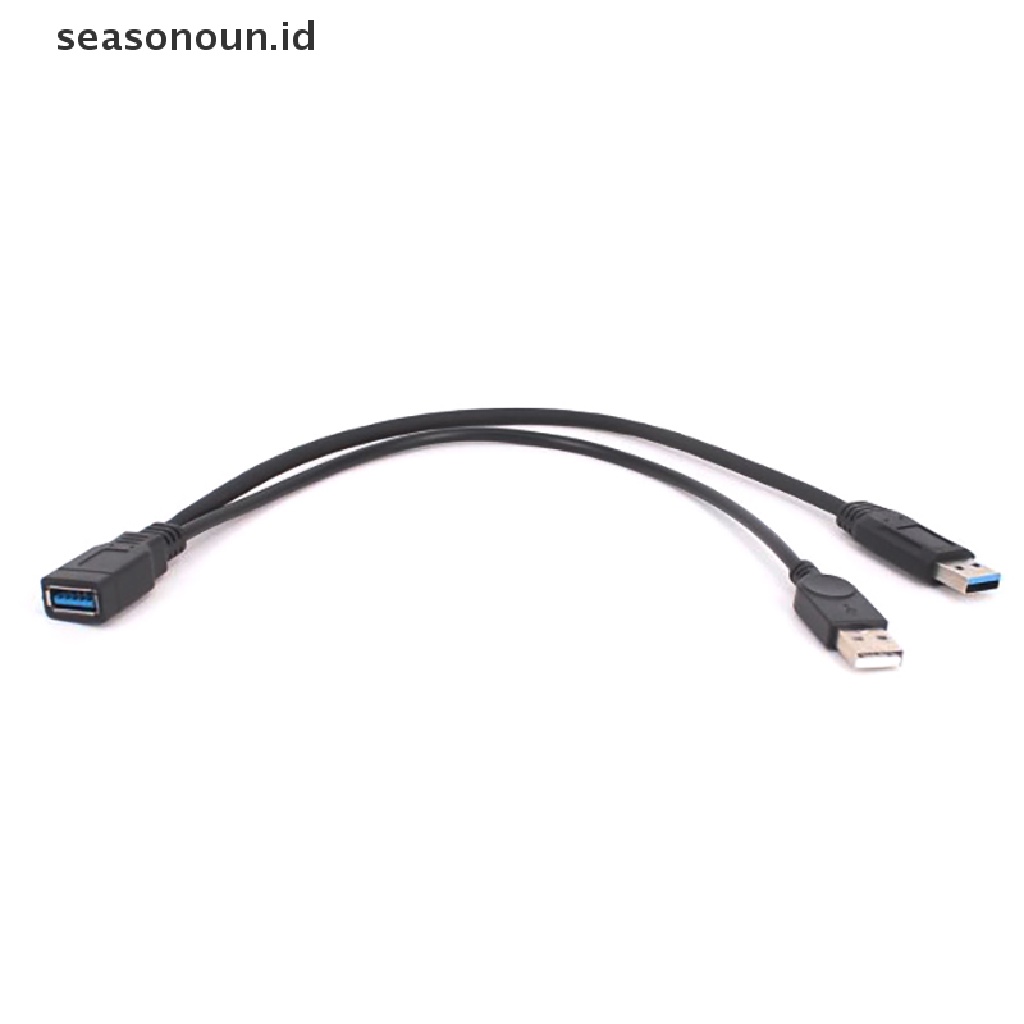 Seasonoun USB3.0 Female To Dual USB Male Dengan Kabel Ekstensi Data Extra Power USB Y-Splitter Data Sync Charging Extension Cable Kabel Cas.