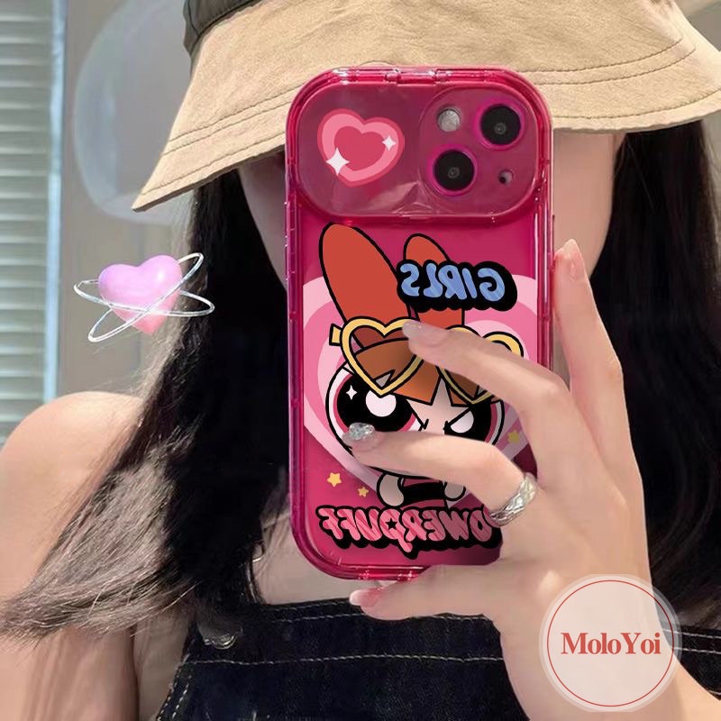 The Powerpuff Girls Kartun Case Kompatibel Untuk IPhone 11xr 14 13 12 Pro Max7 8 14 Plus X XS MAX SE 2020 Kreatif Flip Make Up Cermin Shockproof Soft TPU Case