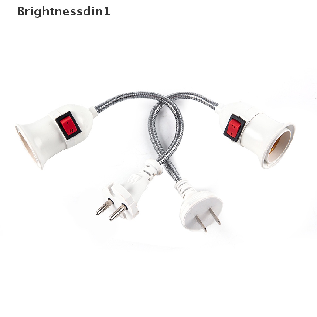[Brightnessdin1] E27 Socket Lamp Bulb Holder Light Socket With Switch EU US Plug Lamp Holder Lampu Meja Led Base Butik