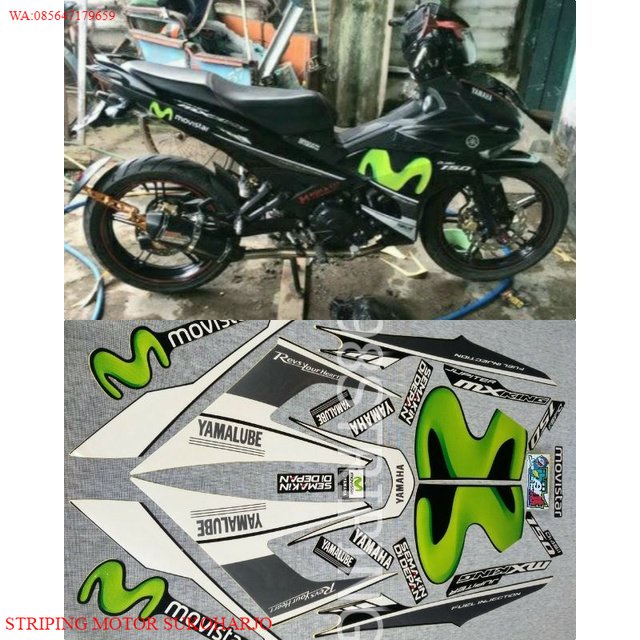 (ORI) STRIPING JUPITER MX KING MOVISTAR HITAM TAHUN 2016 STIKER LIS STANDAR ORI YAMAHA KUALITAS ORIG