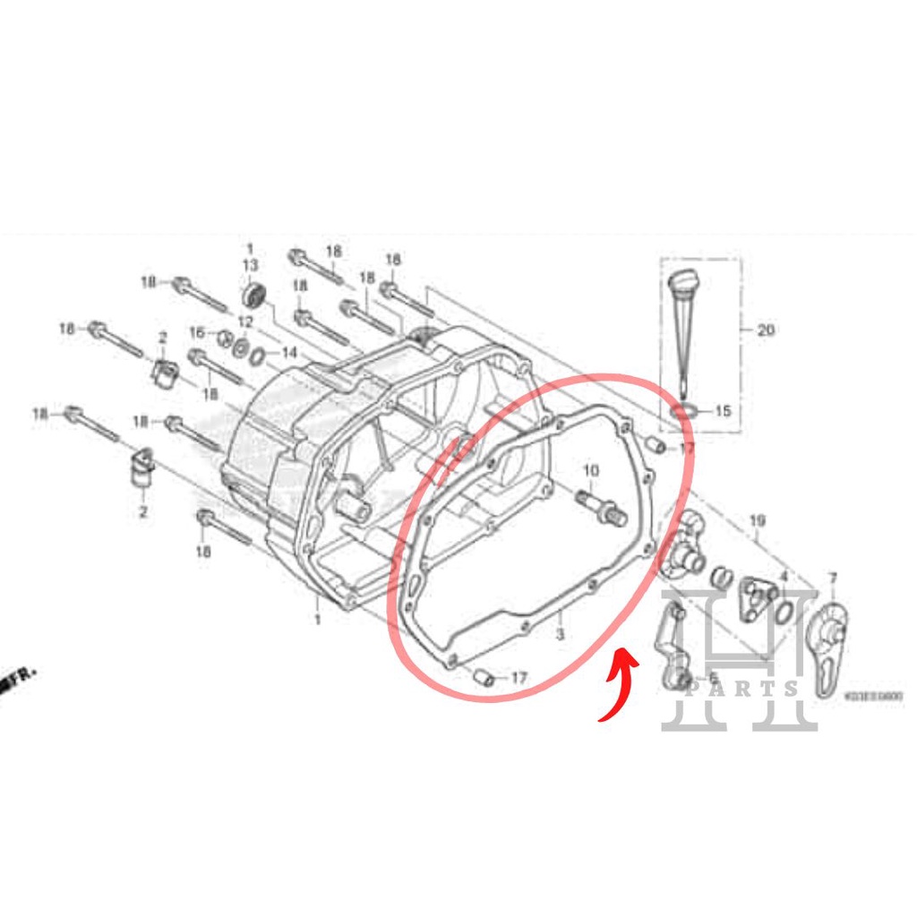 PAKING BAK KOPLING GASKET R CRANKCASE COVER BLADE REVO 110 FIT FI 11394-KWB-920 ASLI ORIGINAL AHM HGP