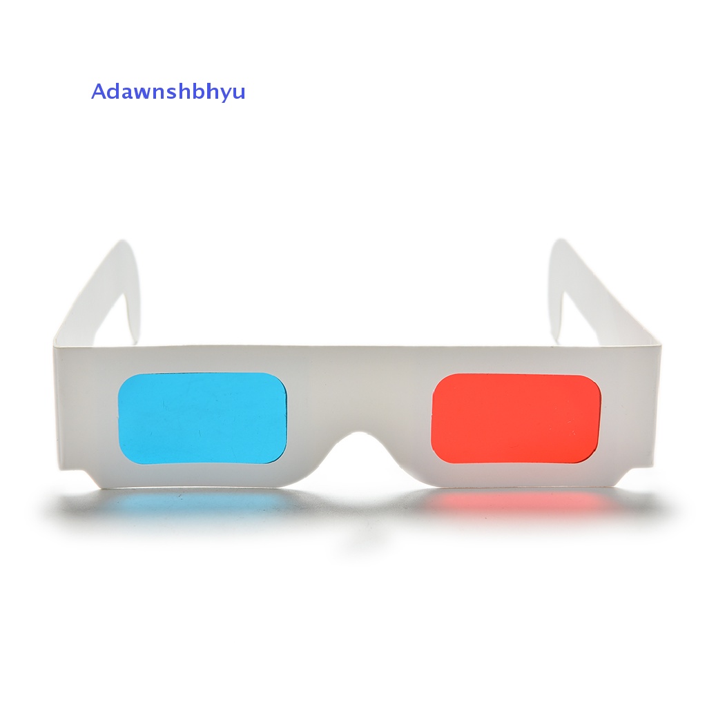 Adhyu 10PCS Kertas Kardus Anaglyph Universal Merah Biru Cyan 3D Video Glasses ID