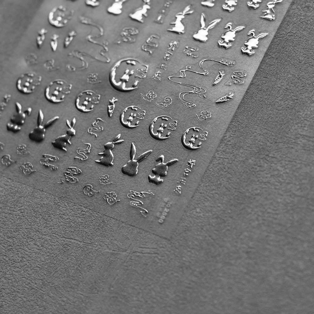 Agustina Bronzing Stiker Kuku Perekat Diri Kelinci Manikur Aksesoris Kartun Dekorasi Kuku