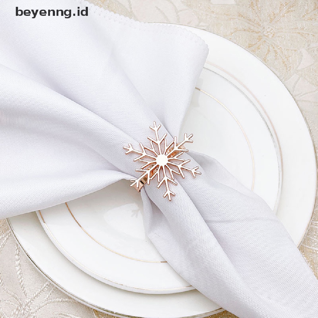 Beyen Cincin Serbet Berbentuk Snowflake Natal Setg Meja Makan Tombol Napkin Ring ID