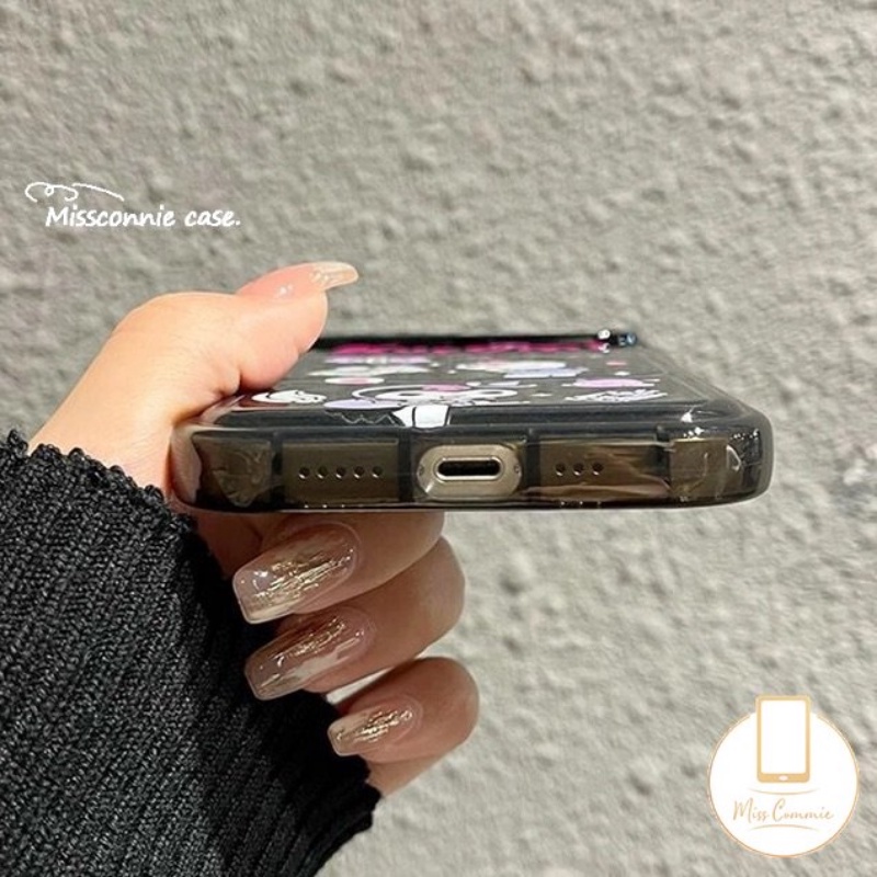 IPHONE Kartun Imut Kuromi Casing Ponsel Kompatibel Untuk Iphone7 8 14 Plus11 12 13 14 Pro MAX XR X XS MAX SE Indah Kreatif Flip Make Up Cermin Silicon Shockproof Soft TPU Case