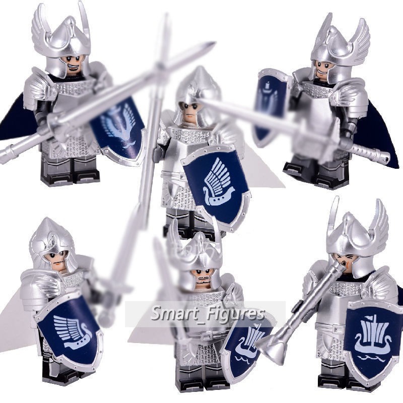 Lord of The Rings Minifigure Swan Knights Phalanx Commander Spear Guard Pedang Penjaga Boneka Mini Rakitan Blok Bangunan Mainan