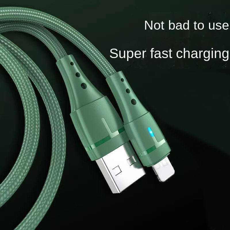 120w Kabel USB Super Fast Charging 3A Handphone Fast Charging USB C Wire Dengan Lampu Untuk Android Tipe C