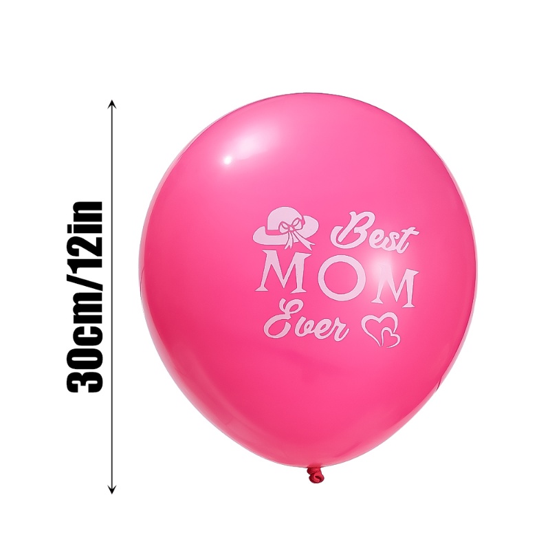 10 Pcs 12 Inch Happy Mother's Day Balon Lateks Dekorasi Pesta I Love You Best Mom Printed Balloons Rumah Ornamen Alat Peraga