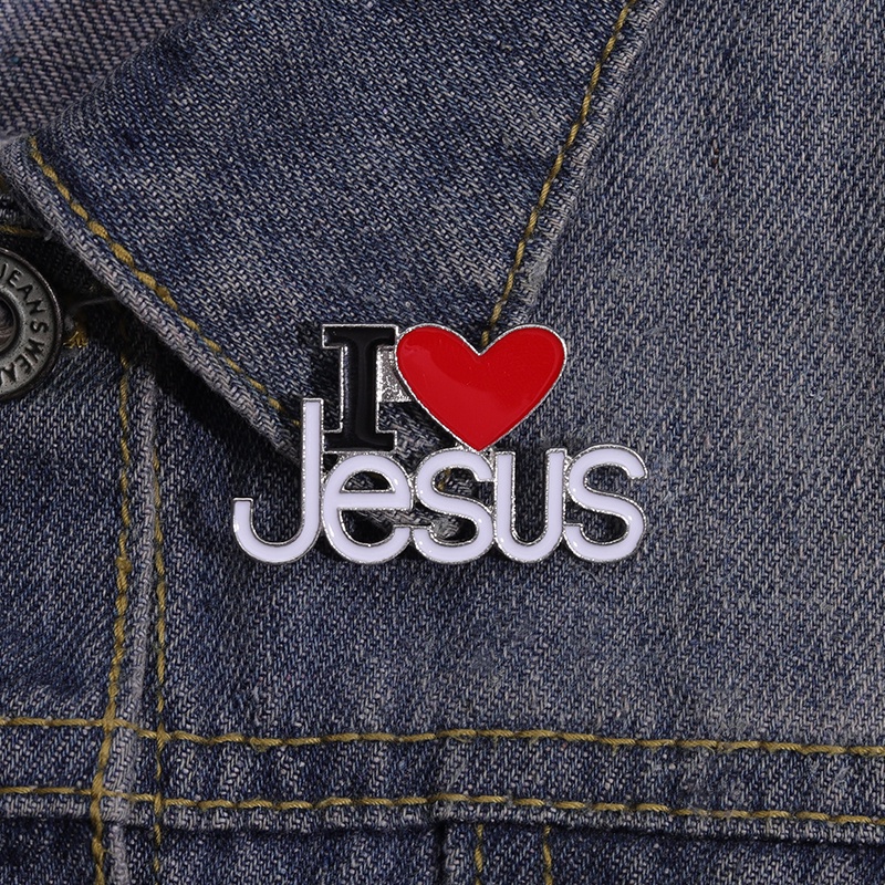I Love Jesus Lapel Pin Simple Enamel Brooch Gift for Friends Clothing Accessories Wholesale