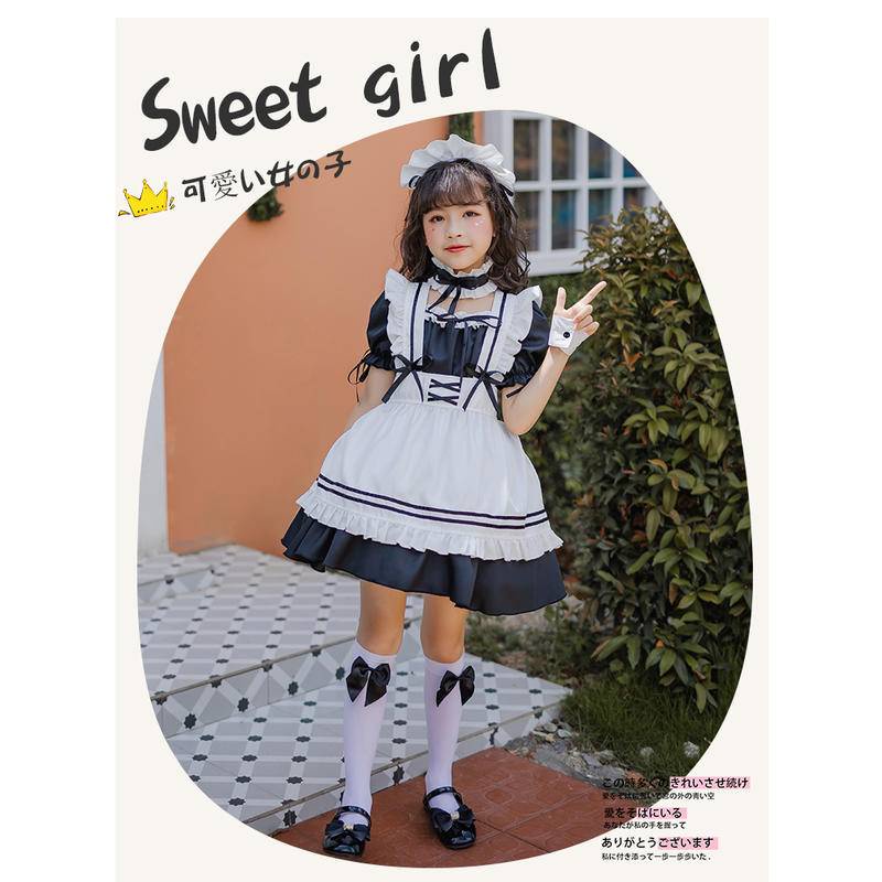 【Wetrose】Ready Stock Cute Soft Girl Anak Cewek Gadis Muda Japanese Lolita Maid Costume Cosplay Anime Dress Suit Set