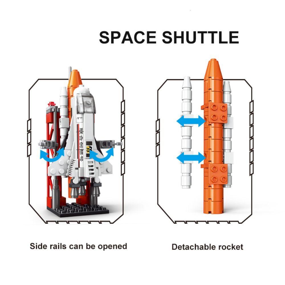 Needway  Roket Luar Angkasa Blok Bangunan Untuk Anak Untuk Anak-Anak Belajar Mainan Konstruksi Model Puzzle Set Model Roket Mainan Blok Bangunan Mainan Interaksi Model Merakit