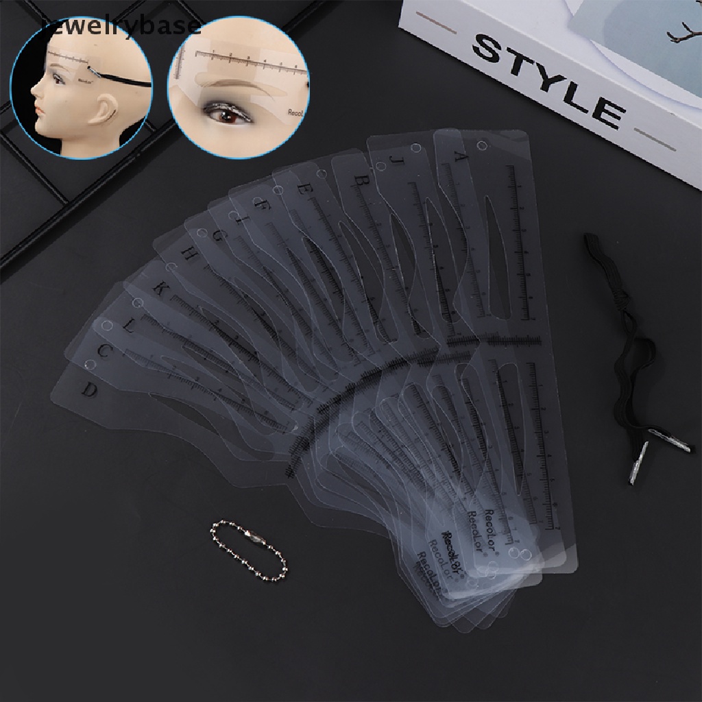 [jewelrybase] 12 Pcs/Pack DIY Alis Pembentuk Template Alis Grooming Membentuk Stensil Kit Butik