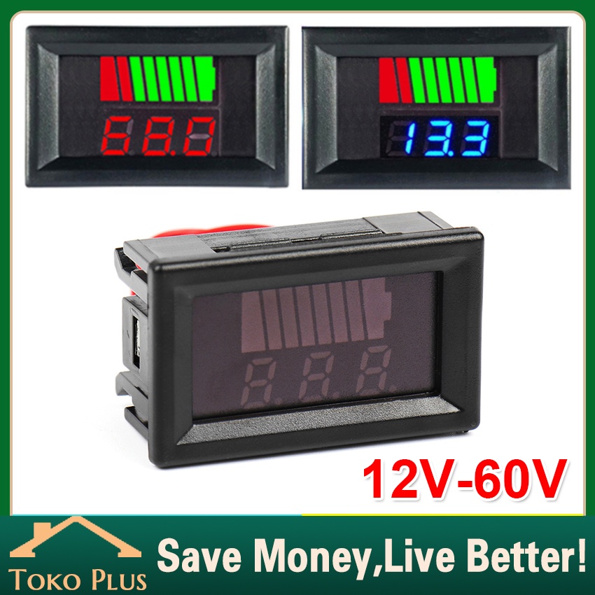 Voltmeter Indikator Aki 12V - 60V Pengukur Tegangan dengan Bargraph