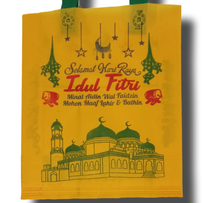 

⭐BISA COD⭐ Tas Kain Spunbond Idul Fitri Goodie Bag Lebaran 30x40 Cm Isi 12 Pcs - Kuning