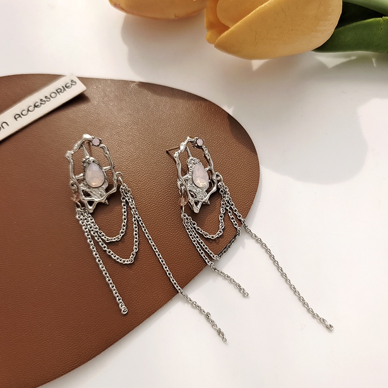 Ifyou Anting Berongga Geometris Tidak Teratur Zirkon Silver Anting Rumbai Untuk Aksesoris Perhiasan Wanita