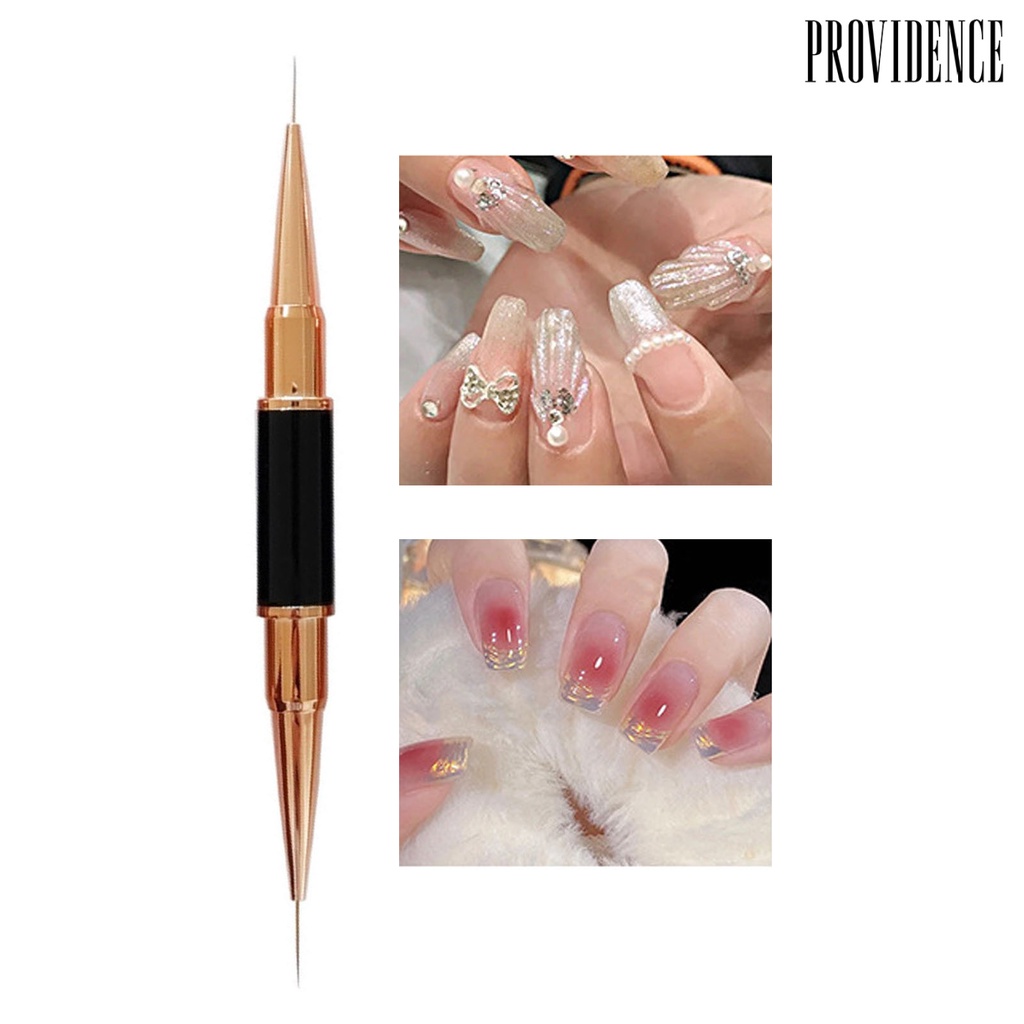 Providence 5Pcs Nail Art Liner Brush Bulu Lembut Tidak Terumpah DIY Ketekan Tinggi Double-Ended Rose Golden Nail Lukisan Menarik Garis Pena