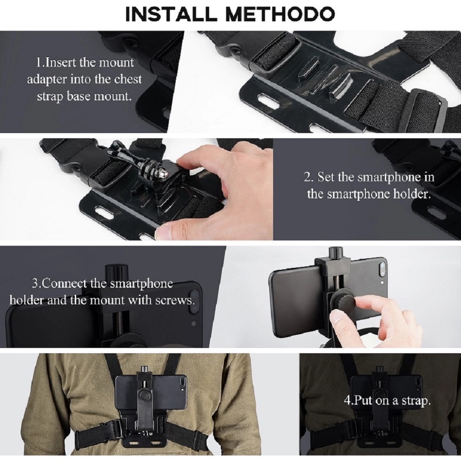 Chest Strap Phone Holder Handphone Tali Dada HP Camera Mount Body Belt Holder Clip Clamp