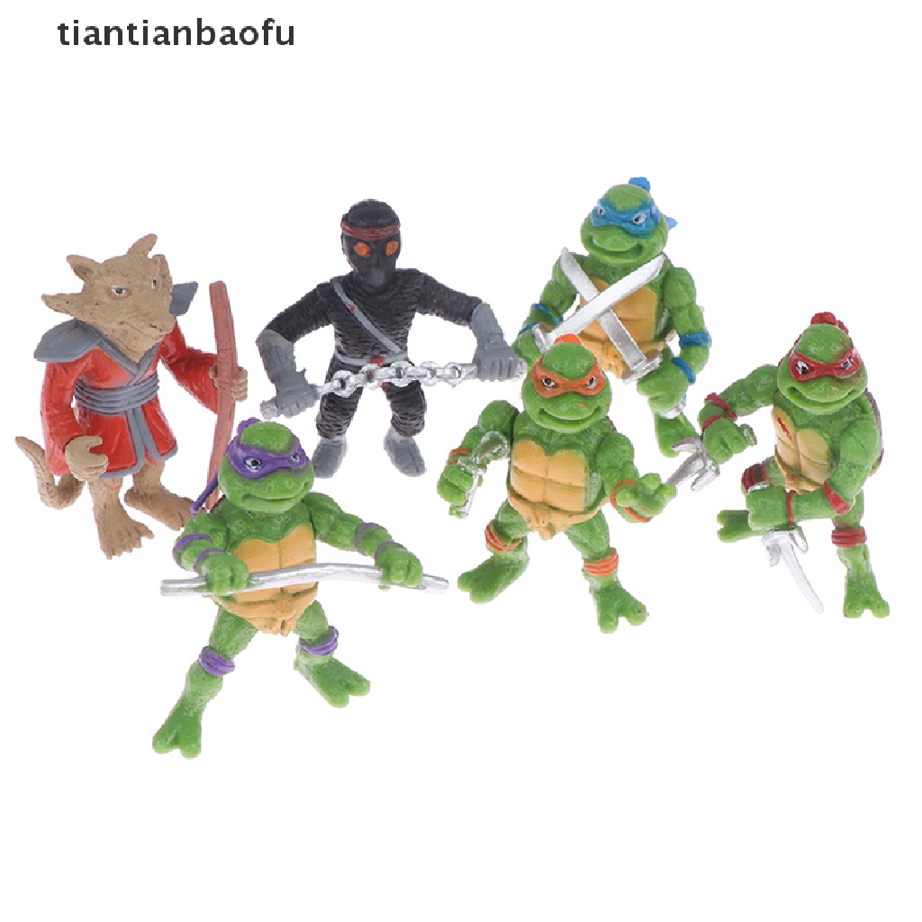 [tiantianbaofu] 6pcs/set Remaja Mutan Ninja Turtles Boneka Angka Anime Lucu Model Desktop Hiasan Mobil Dekorasi Rumah Mainan Anak Boneka Boneka Ornamen Lanskap Mikro Kue Inse