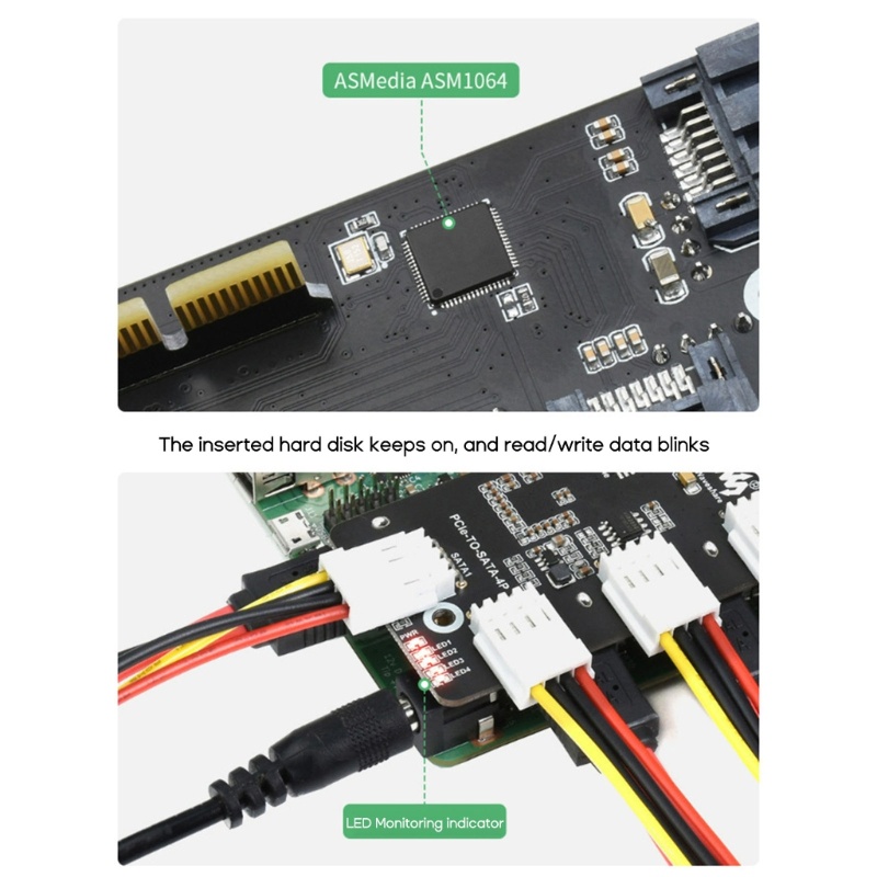 Zzz PCIE Ke Adaptor PCIE Ke Sata30 Kartu Ekspanding 4Port SATA3 0 Adapter Kartu Ekspanding Antarmuka Kecepatan 6Gbps