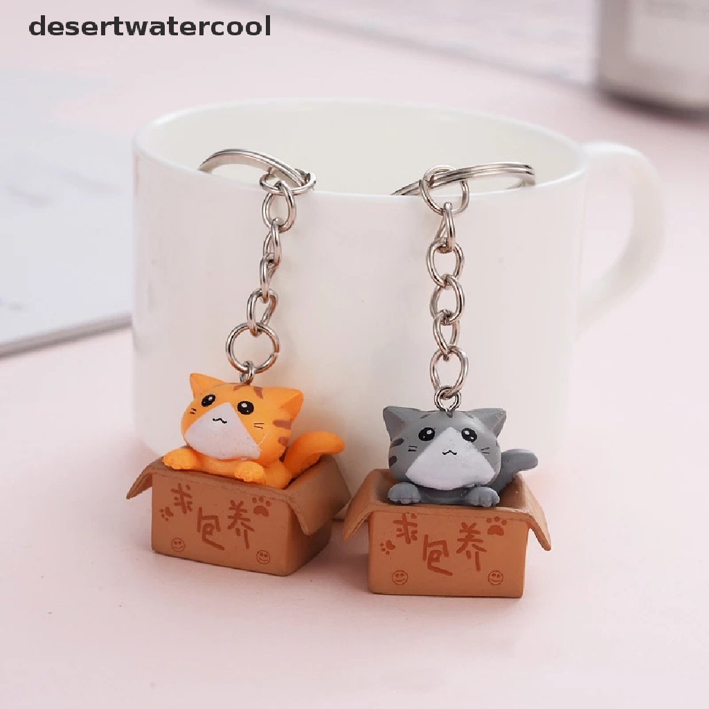 Deid Gantungan Kunci Kucing Kotak Kecil Yang Lucu Kawaii Kitten Car Keychain Fashion Letter Keyring Martijn