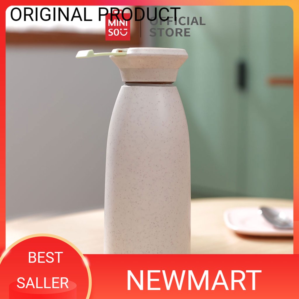 Miniso Official botol kaca 350ml botol air minum portable Jerami gandum telescopic lifting rope whea