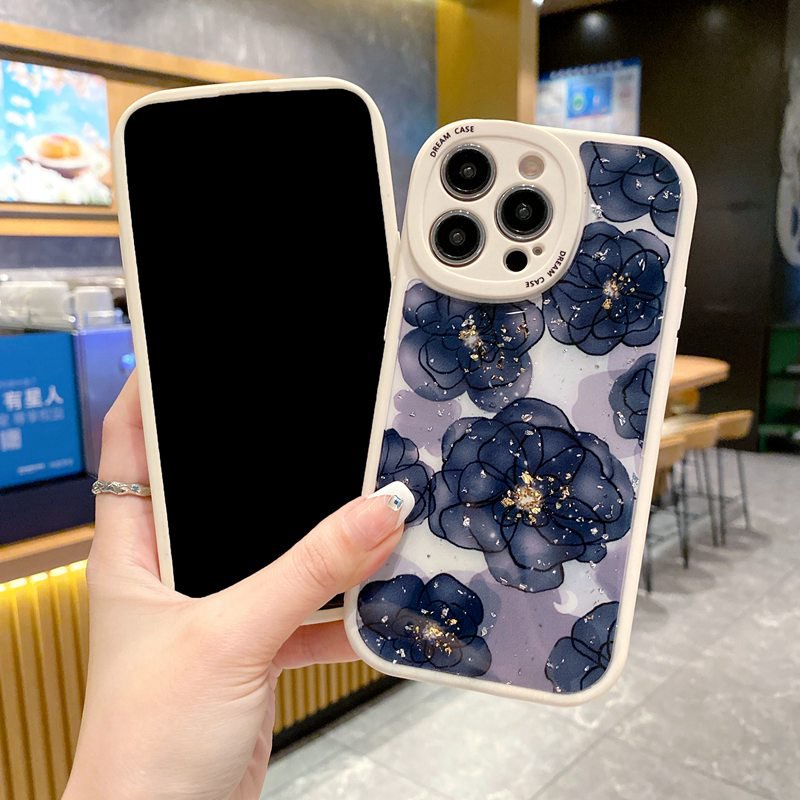IPHONE  Bagus!Bunga Mawar Merah &amp; Ungu Flash Soft TPU Case HP iP Iphone14 13 12 11 Pro Max FTD Casing Apple