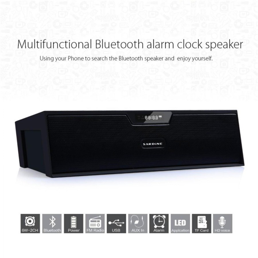 Speaker SARDINE SYD-019 Hifi Portable wireless TF FM radio jam alarm Digital Mp3