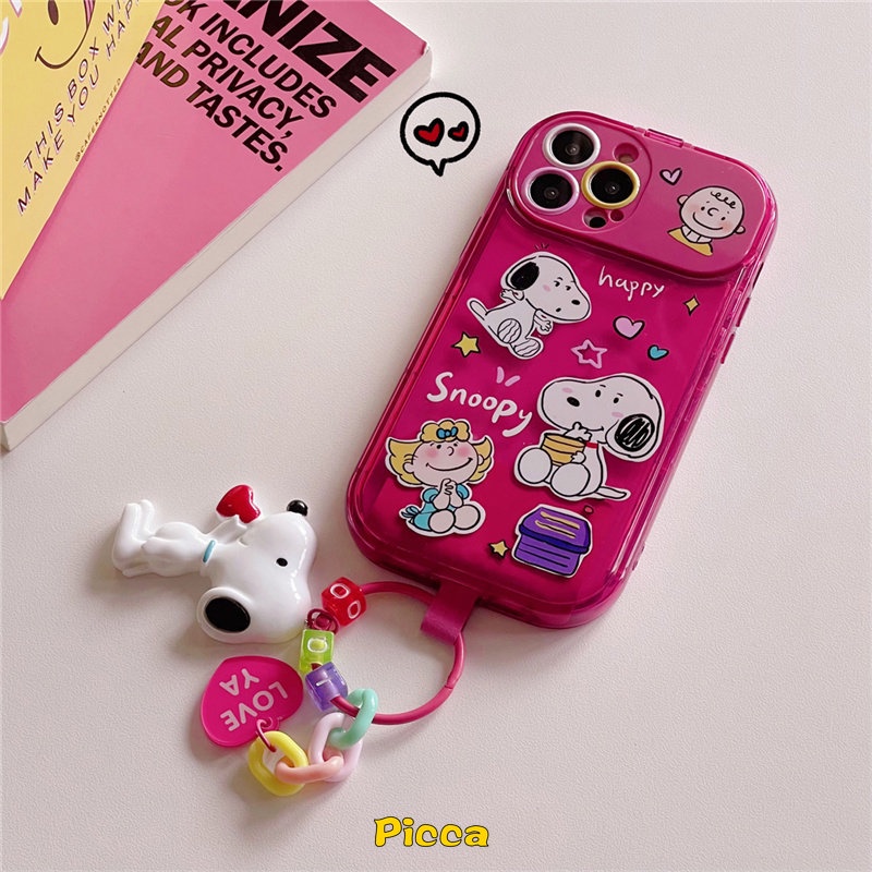 IPHONE Casing Kompatibel Untuk Iphone11 14 13 12 Pro MAX XR 8 7 14 Plus X XS MAX SE 2020 Kartun Snoopy Kreatif Flip Make Up Cermin Shockproof Lembut TPU Phone Back Cover Case