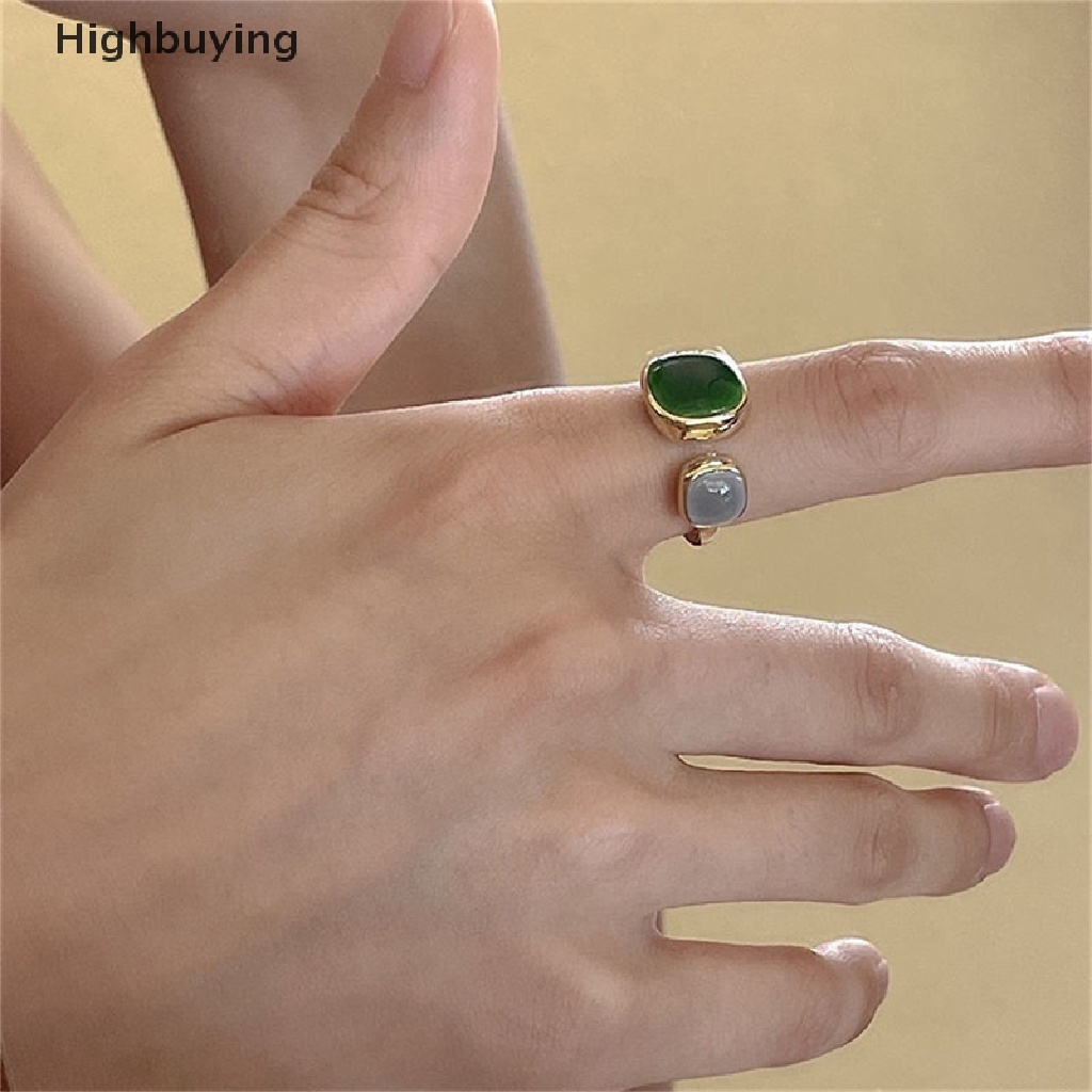 Hbid Retro Romantis Cocok Drop Glaze Warna Emas Terbuka Cincin Wanita Pesta Fashion Perhiasan Glory